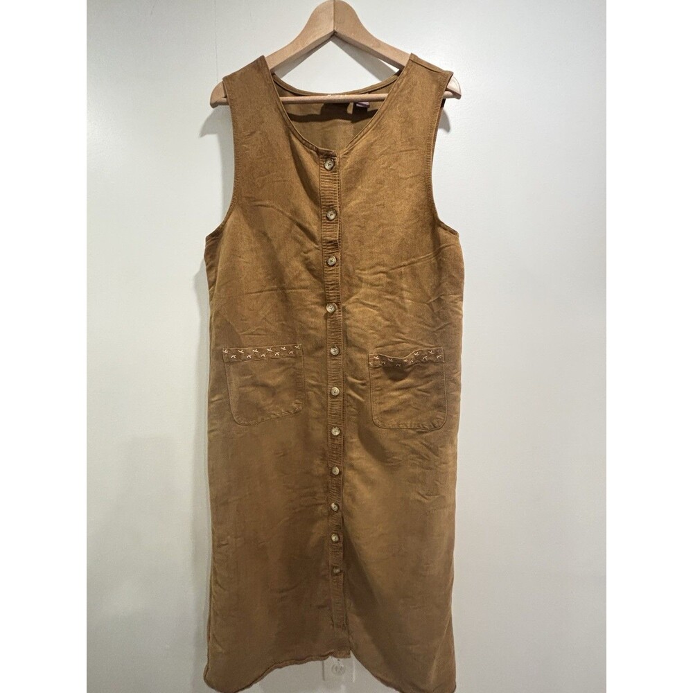 Premier International Button Front Dress Women's Size L Embroidered Casual